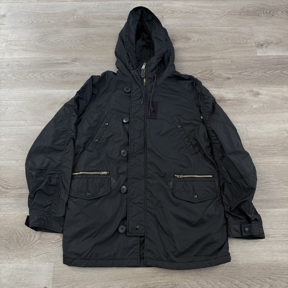 Vintage Alpha Industries N-3B Extreme Cold Weather Parka Jacket Black Mens XL